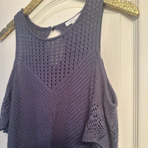 LC Lauren Conrad Blue Cold Shoulder Sweater‎ Size Medium - Picture 2 of 4